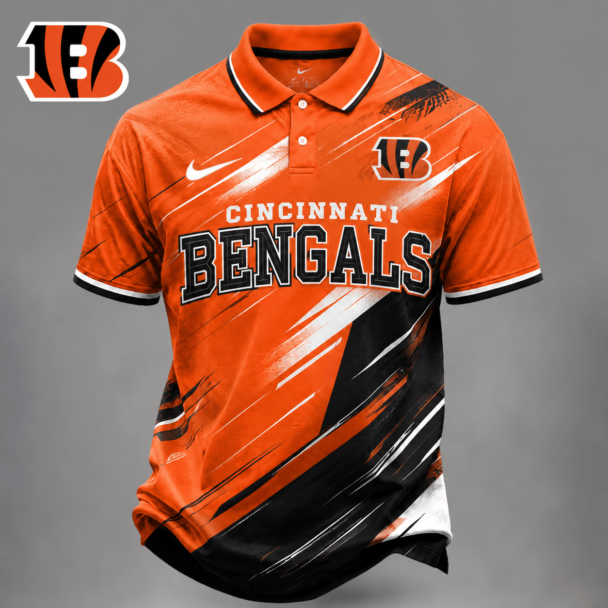 Premium NFL X CIN EXCLUSIVE Bold Stripe Polo Shirt
