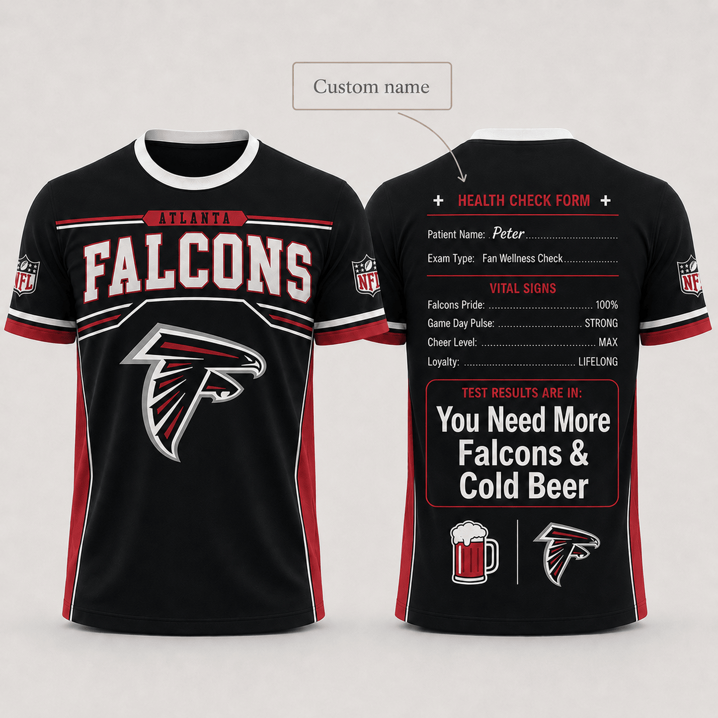 Premium NFL x ATL Funny Personalized Health Check Form 3D Shirt Football Enthusiasts 040726
