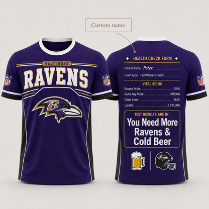 Premium NFL x BAL Funny Personalized Health Check Form 3D Shirt Football Enthusiasts 040726