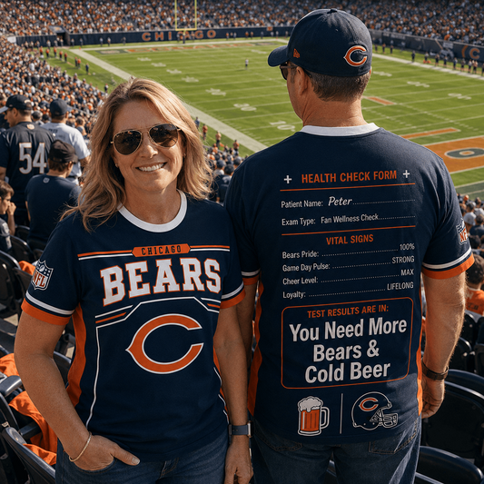 Premium NFL x CHI Funny Personalized Health Check Form 3D Shirt Football Enthusiasts 040726