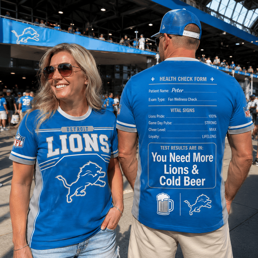 Premium NFL x DET Funny Personalized Health Check Form 3D Shirt Football Enthusiasts 040726