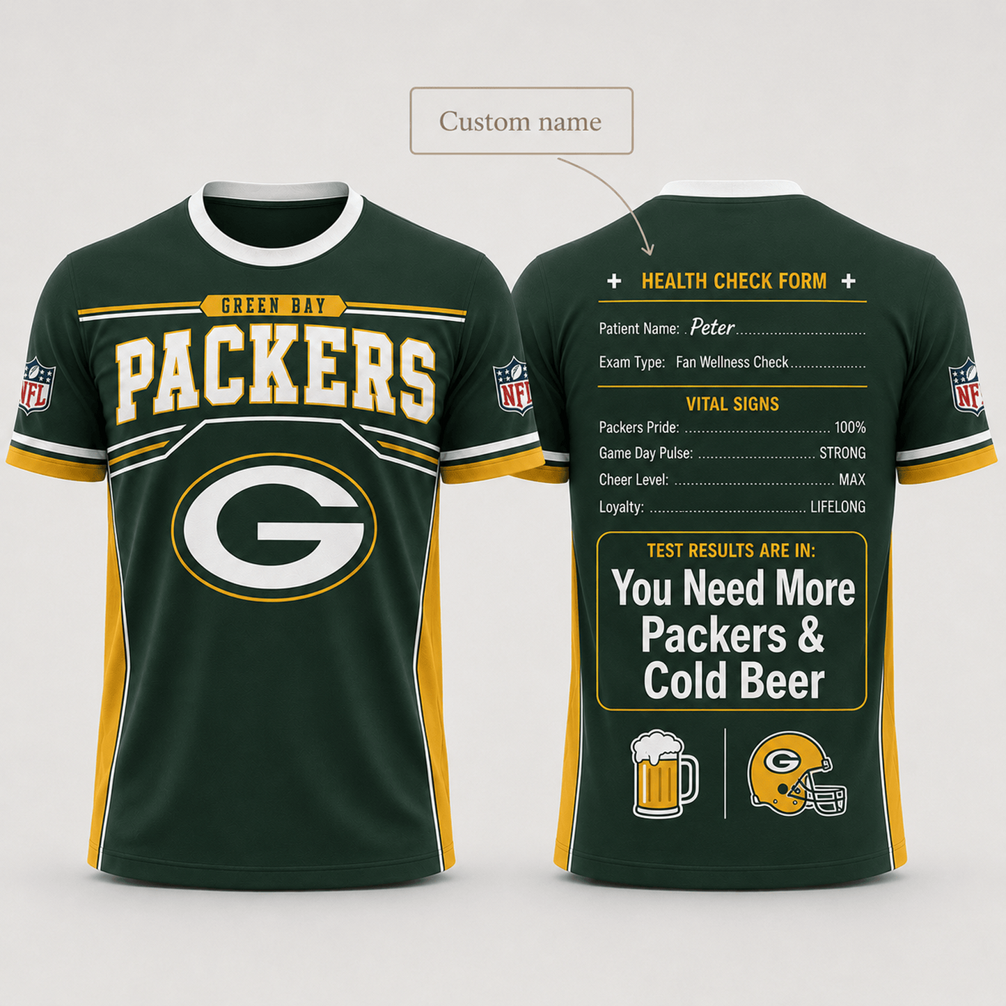 Premium NFL x GB Funny Personalized Health Check Form 3D Shirt Football Enthusiasts 040726