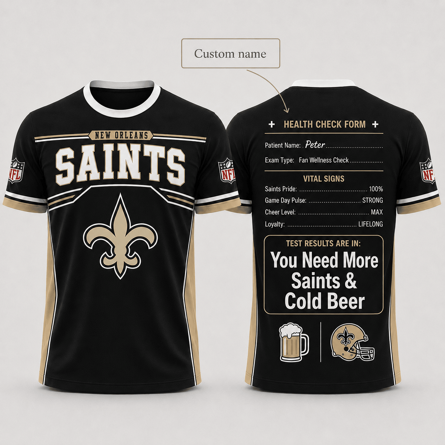 Premium NFL x NO Funny Personalized Health Check Form 3D Shirt Football Enthusiasts 040726