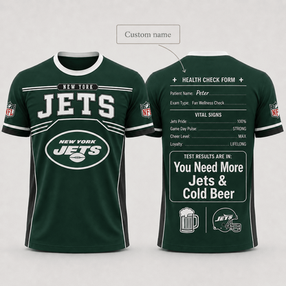 Premium NFL x NYJ Funny Personalized Health Check Form 3D Shirt Football Enthusiasts 040726