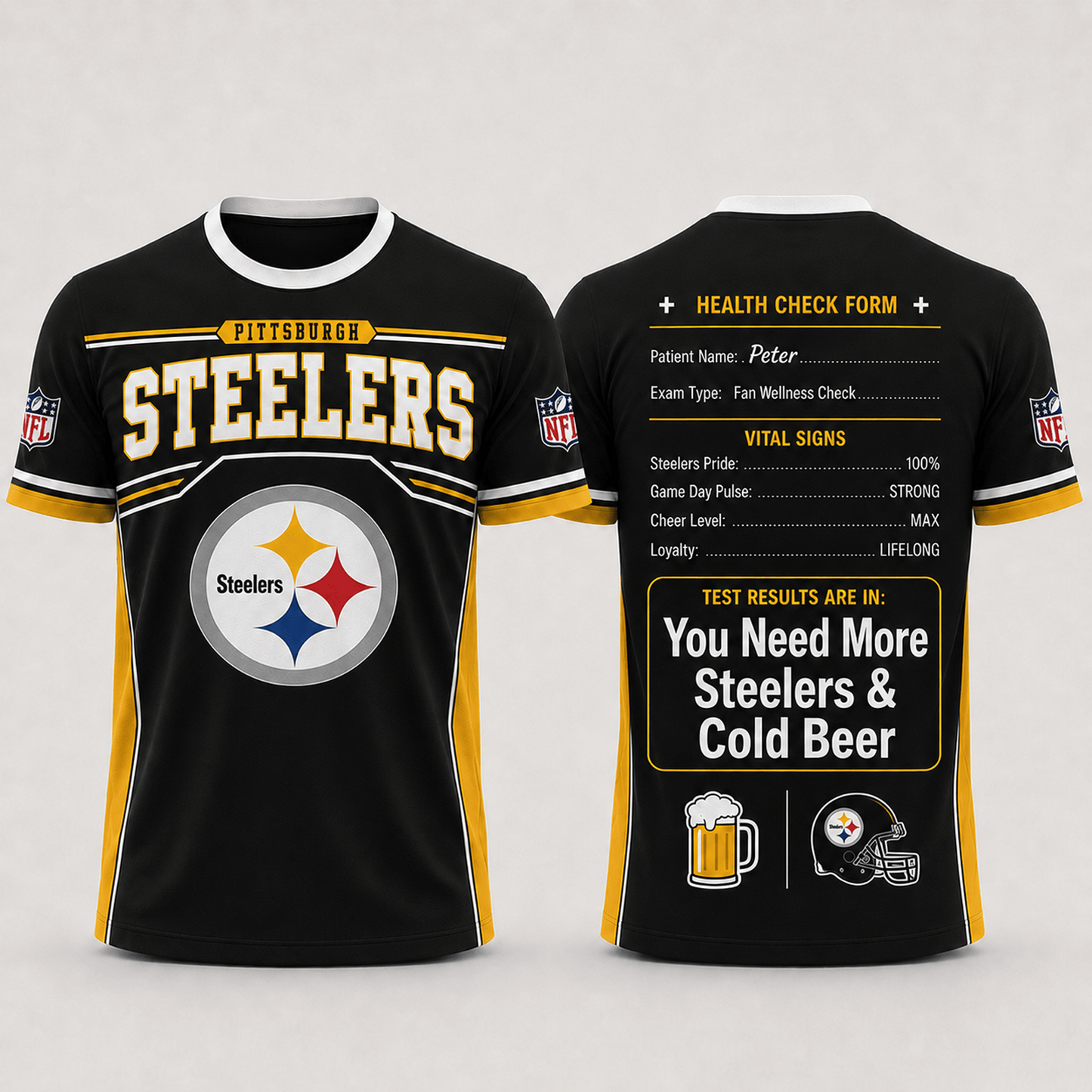 Premium NFL x PIT Funny Personalized Health Check Form 3D Shirt Football Enthusiasts 040726