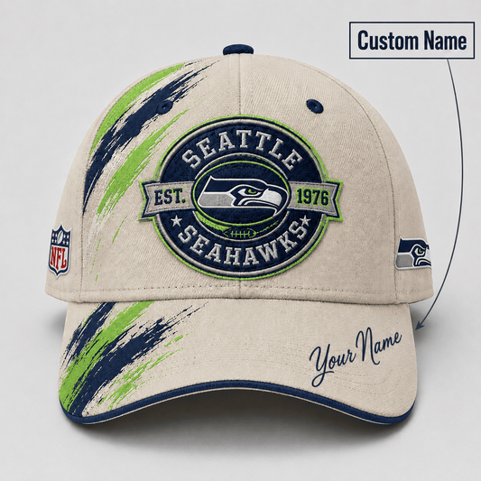 Premium NFL x SEA Custom Name Cap For Football Fans Loving Sporty Style 030726