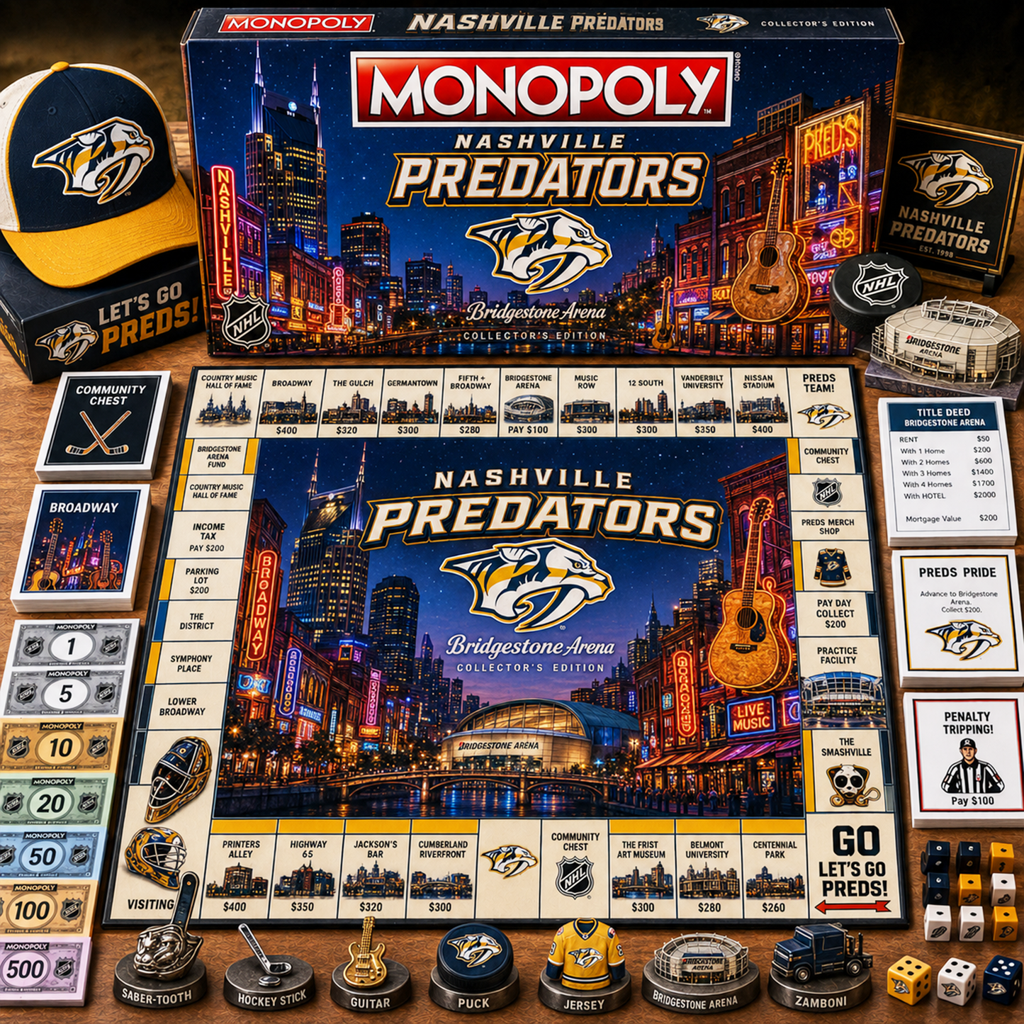Premium NHL NSH Legacy Monopoly Collector’s Edition Board Game V2 NMD 150826 TTV