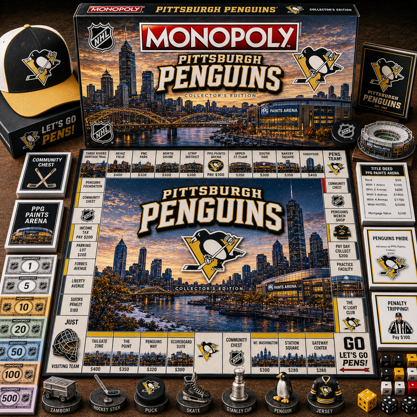 Premium NHL PIT Legacy Monopoly Collector’s Edition Board Game V2 NMD 150826 TTV