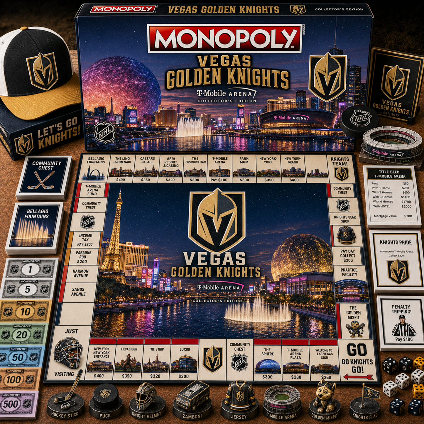 Premium NHL VGK Legacy Monopoly Collector’s Edition Board Game V2 NMD 150826 TTV