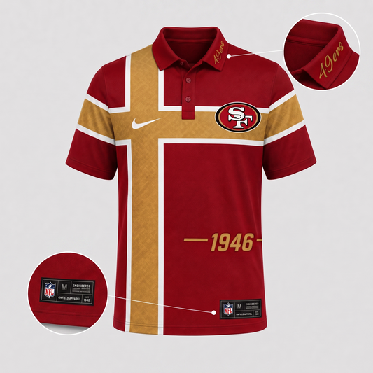 SF X Premium NFL Men’s Sporty Cross Stripe Polo Shirt