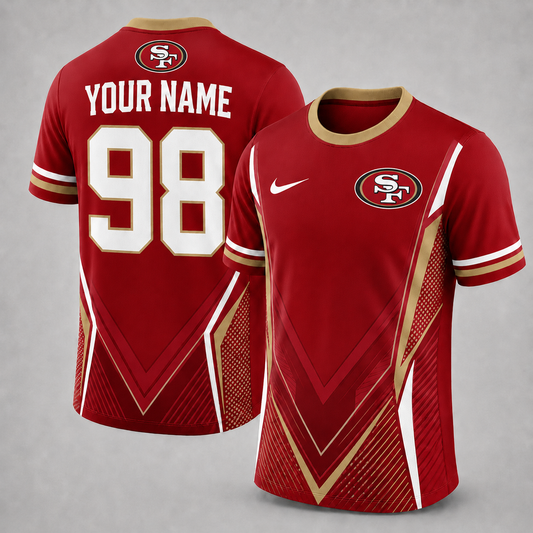 SF49 x NFL Custom Name Number Personalized Athletic T-Shirt