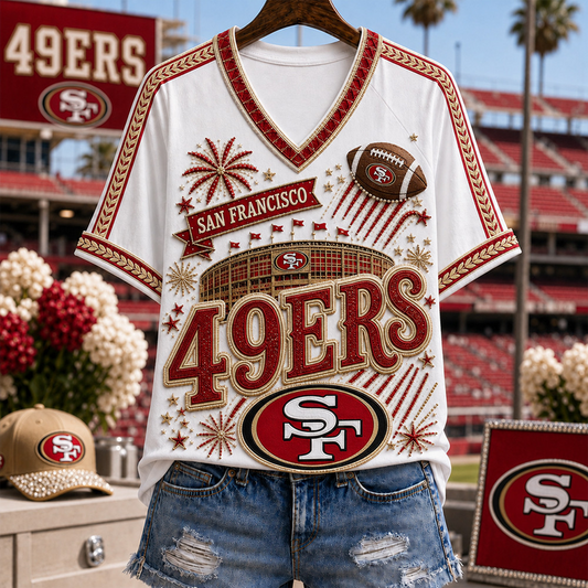 SF_Denver Broncos NFL WOMAN V-NECK SHIRT FOR FAN 210726