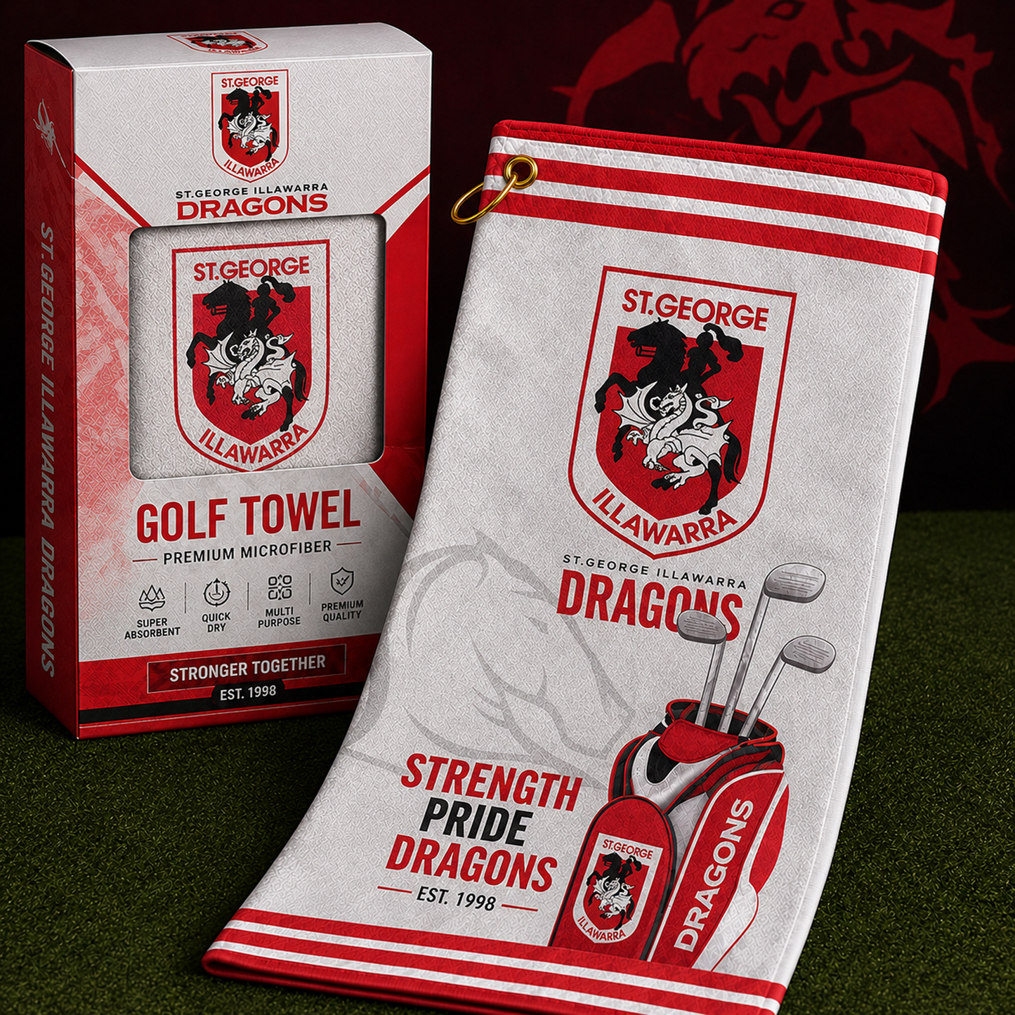 SGI NRL PREMIUM PERSONALIZED GOLF MICROFIBER TOWEL LIMITED EDTION