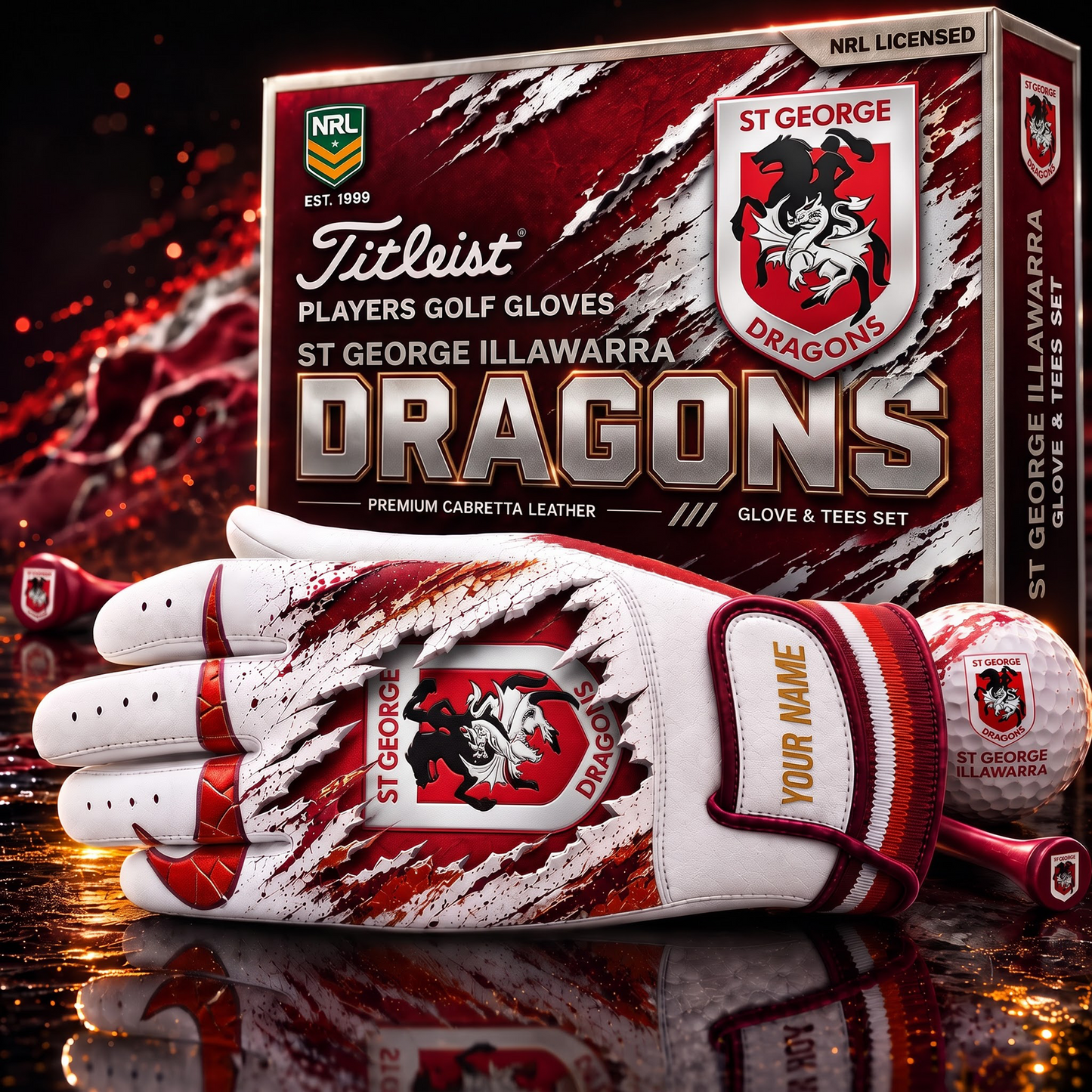 SGI PREMIUM NRL PLAYERS GOLF GLOVE GIFT SET  V2