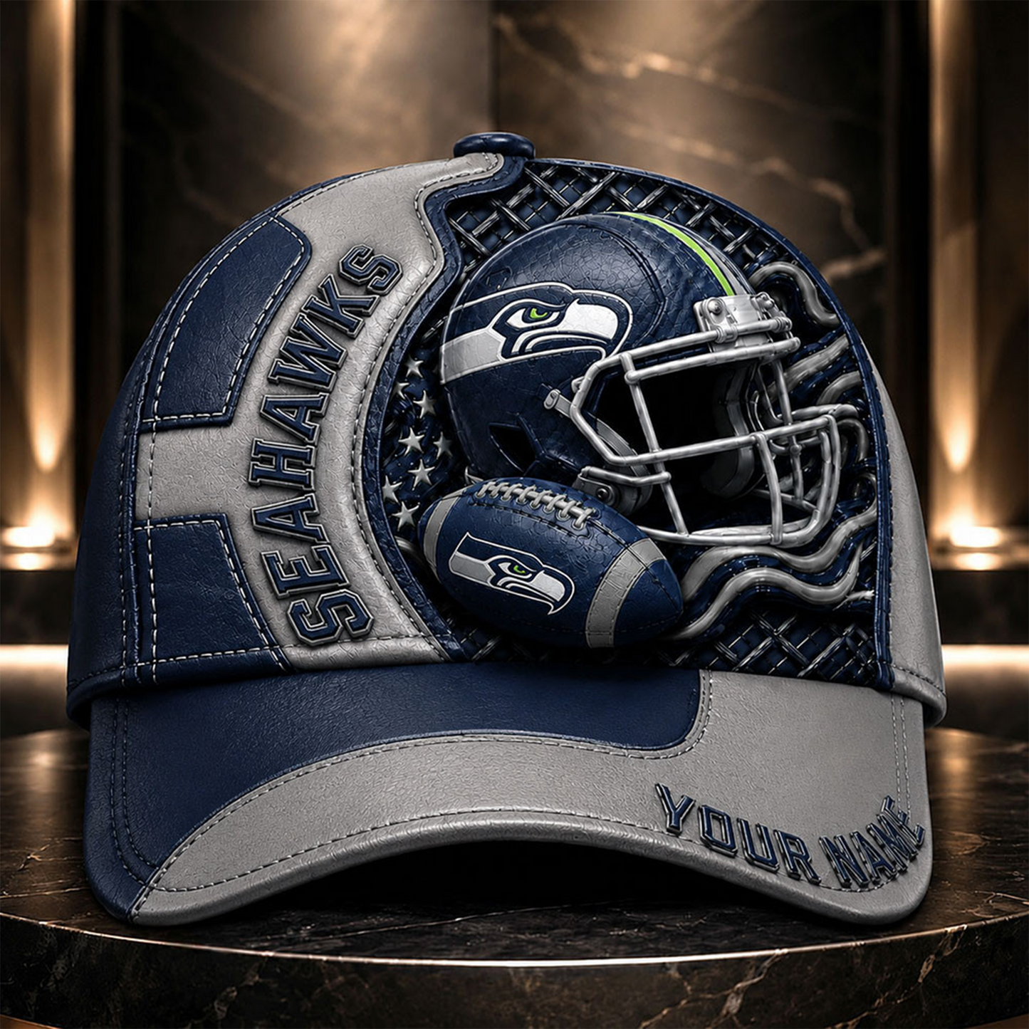 SS _NFL Legacy 3D Premium Leather Cap – Personalized Edition