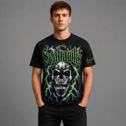 SS Premium NFL Premium Skull Lightning Graphic T-Shirt