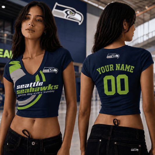 SS x NFL Premium Women V-neck Croptop Personalized Gift For Fan