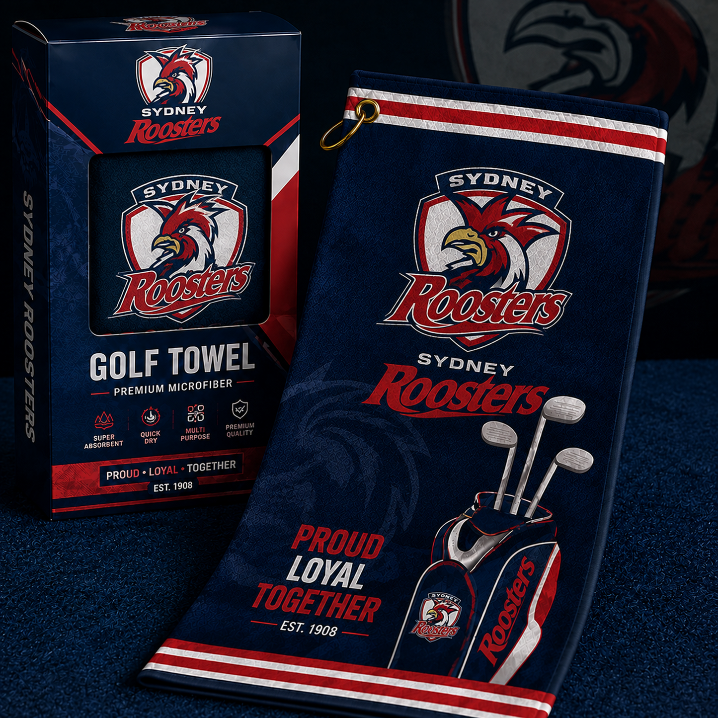 SYD NRL PREMIUM PERSONALIZED GOLF MICROFIBER TOWEL LIMITED EDTION