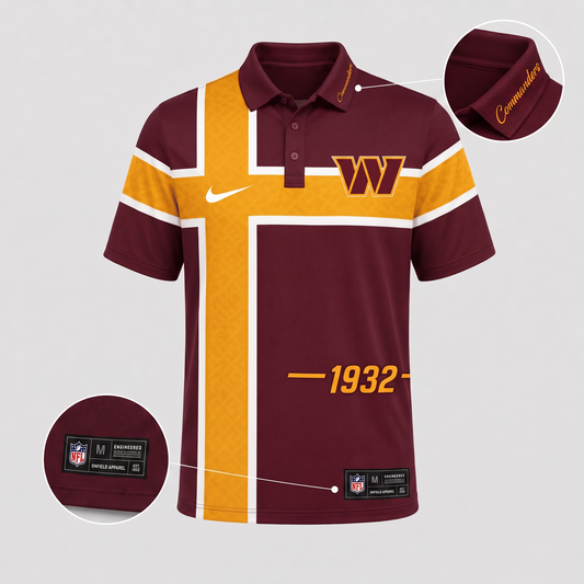 WAS X Premium NFL Men’s Sporty Cross Stripe Polo Shirt